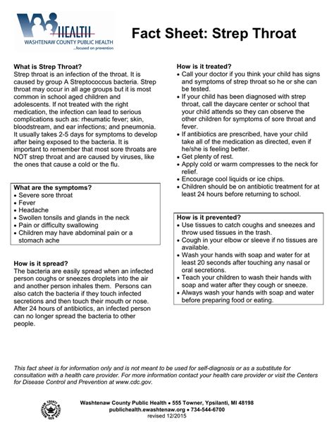 Strep throat > Fact Sheets .